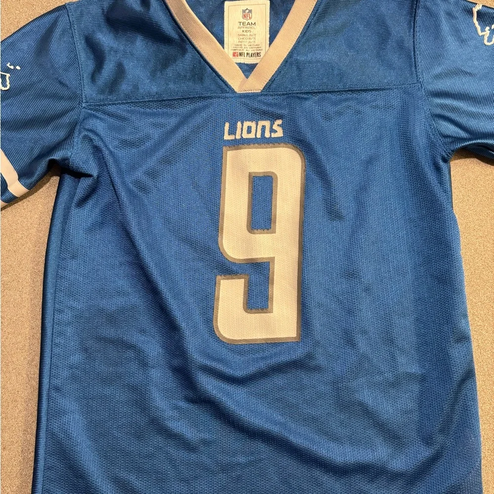 NFL Lions Stafford Blue and Gray Team Apparel Jersey‎